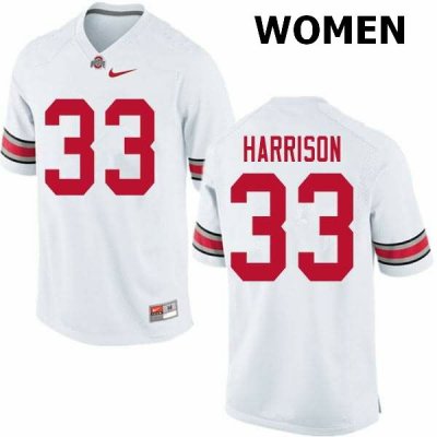 NCAA Ohio State Buckeyes Women's #33 Zach Harrison White Nike Football College Jersey PLS4145UC